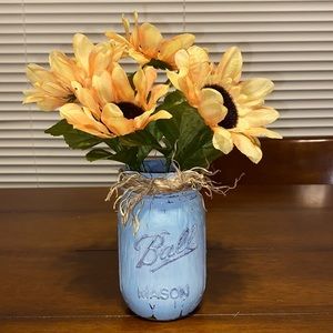 New Original Handcrafted Mason Jar Vase Distressed